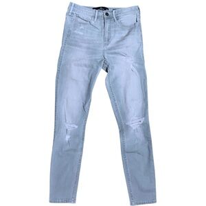 Hollister High Rise Super Skinny Crop Distressed Light Wash‎ Jeans 3R Edgy Y2K